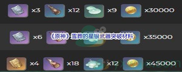 原神雪葬的星银武器突破材料都需要哪些呢-原神雪葬的星银武器突破材料介绍