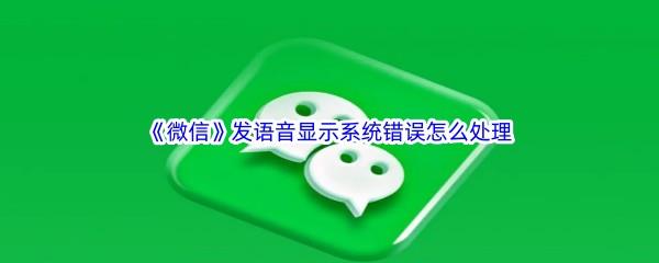 微信发语音显示系统错误怎么处理-微信发语音显示系统错误处理步骤一览